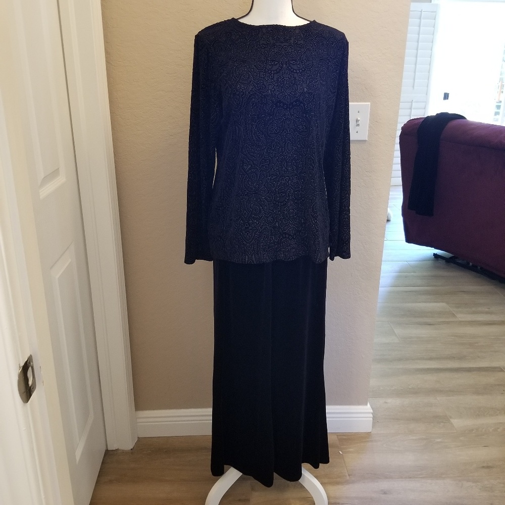 2pc QVC Style Black Maxi Skirt Set, Med, NWT